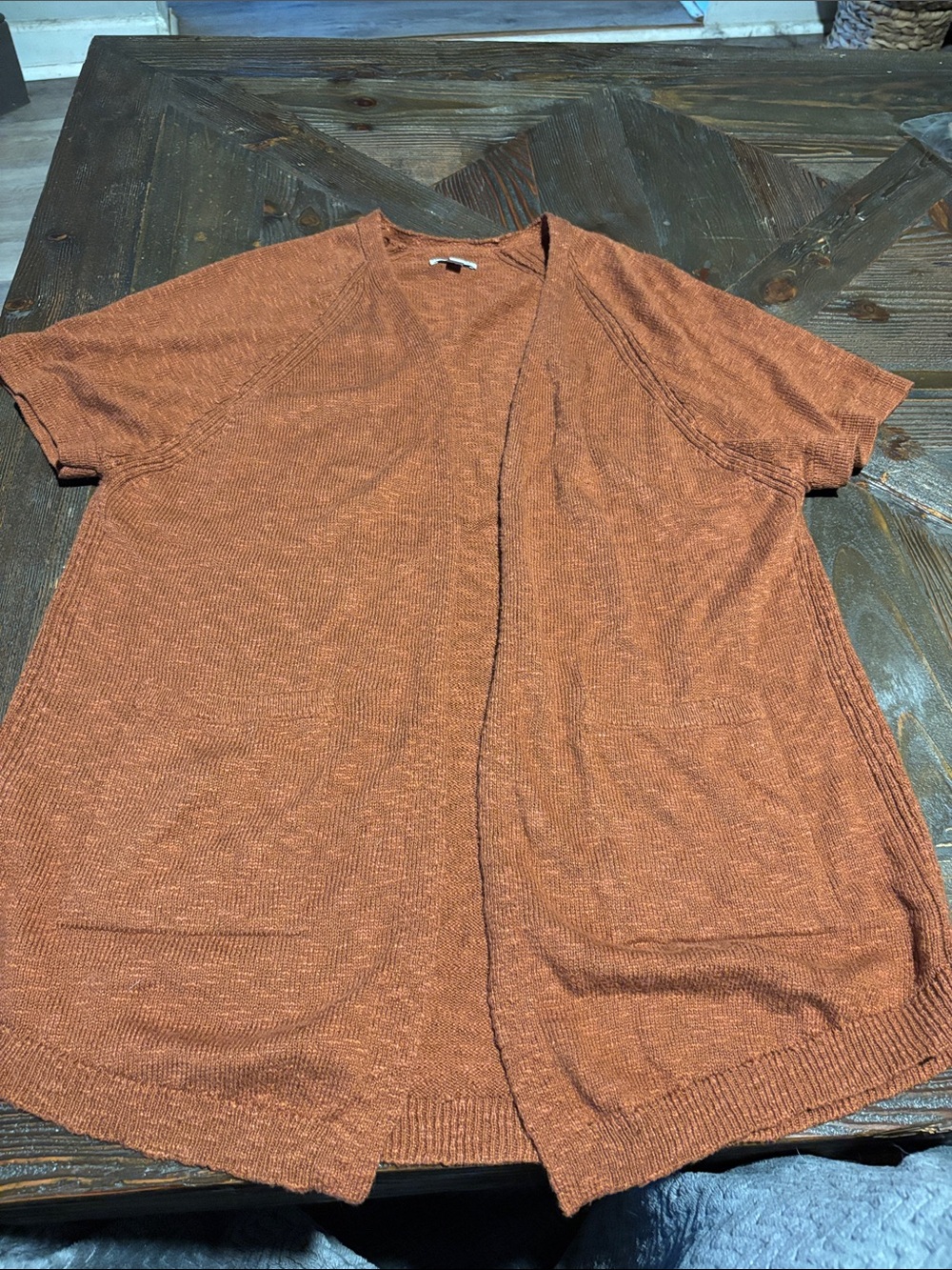 Wonderly Burnt Orange Open Knit Cardigan